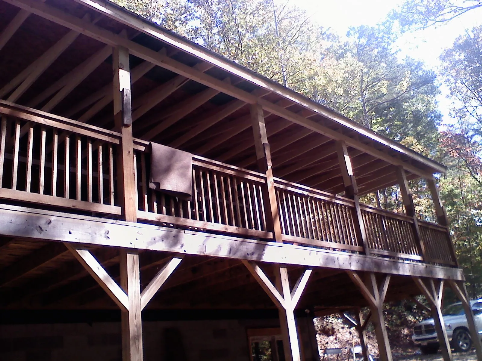 Timber framing under a new elevated porch and deck — Roof Leak Repair in Narberth by Roofing Brothers